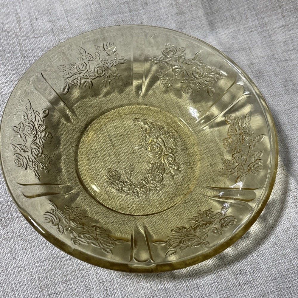 Sharon Cabbage Rose Depression Amber 5 In Berry Bowl Federal Glass